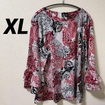 NEW DIRECTIONS 꽃무늬 반소매 셔츠 튜닉 상의 화려한 XL