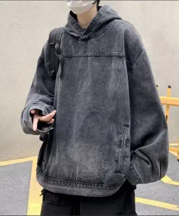데님 후드 풀오버/후드티
