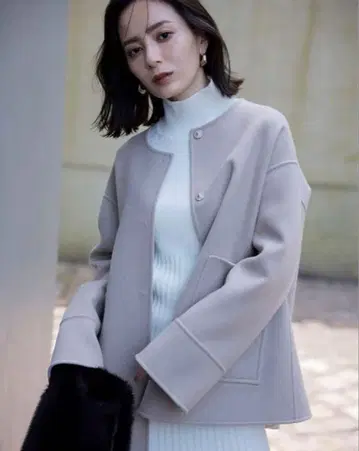 anuans 아뉴앙스 바이컬러 숏 리버 코트