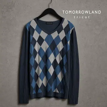 TOMORROWLAND tricot 아가일 V넥 니트 스웨터
