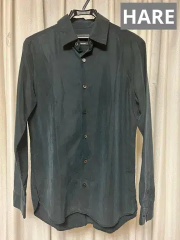 HARE 다크 그레이 긴팔 셔츠 버튼 포함