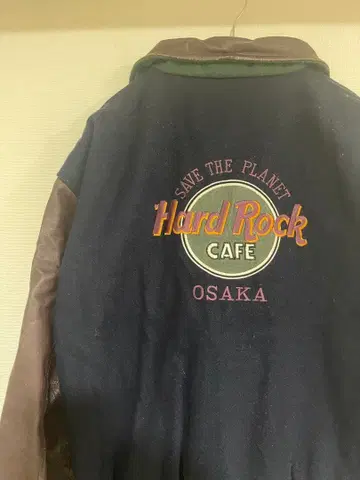 하드 록 카페 hard rock cafe 바시티 자켓 가죽 90s