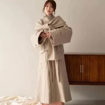 mideal shawl long coat 숄 롱 코트 베이지