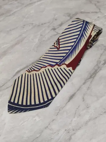 빈티지 실크 보태니컬 무늬 트리컬러 의상 넥타이