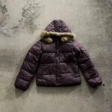 adidas 퍼플 다운 자켓 퍼 y2k 헤이세이 갸루 쇼트 기장 보라색