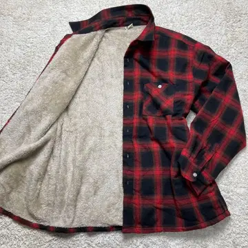 옴브레 체크 L 플란넬 셔츠 안감 보아 긴팔 셔츠 레드/블랙