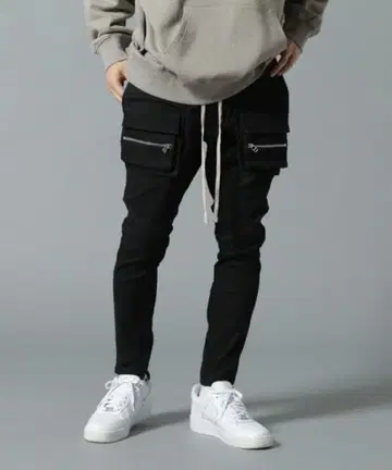 택 포함 인기 DANKE SCHON 블랙 스키니 카고 팬츠