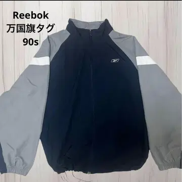 리복 90s 만국기 택 나일론 자켓 좋은 배색 드로 코드 조절 가능