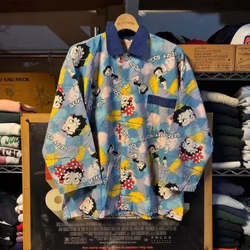 레어  올 패턴 BETTY BOOP 베티짱 파자마 셔츠 올 패턴