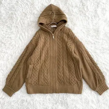 CLOSSHI 크로시 니트 후드티 집업 브라운 보아 LL