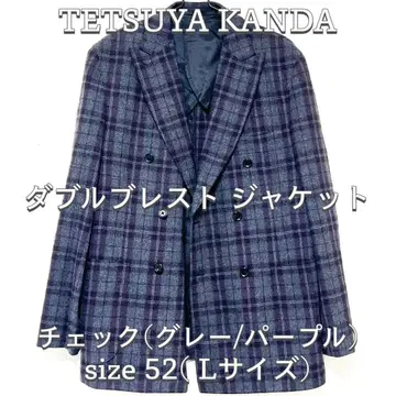 새상품급 [ 테츠야칸다 ] 체크 더블 재킷 사이즈 52 L