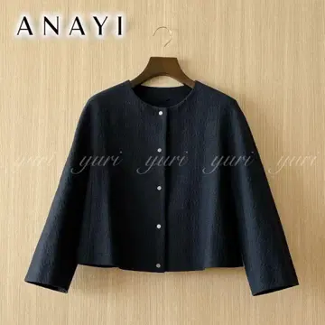 [ 909 ] 아나이 슬라브 자카드 크루 자켓 다크 네이비 38