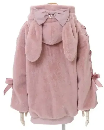 LIZ LISA 토끼 귀 후드 퍼 블루종 핑크