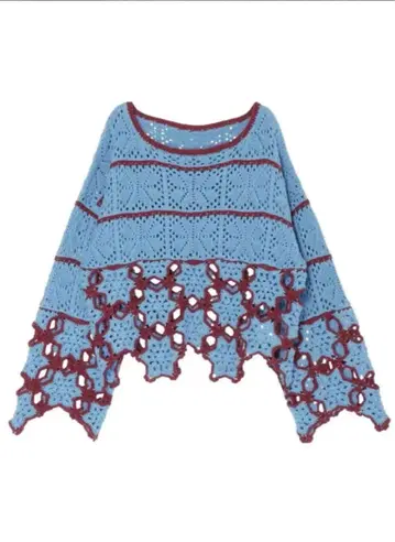 Ungrid 크로셰 콤비 루즈 니트 믹스