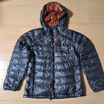 montbell 후드 부착 다운 자켓 그레이 오렌지