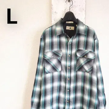 구제 의류 노스웨스트 테리토리 플란넬 셔츠 그린 체크 무늬