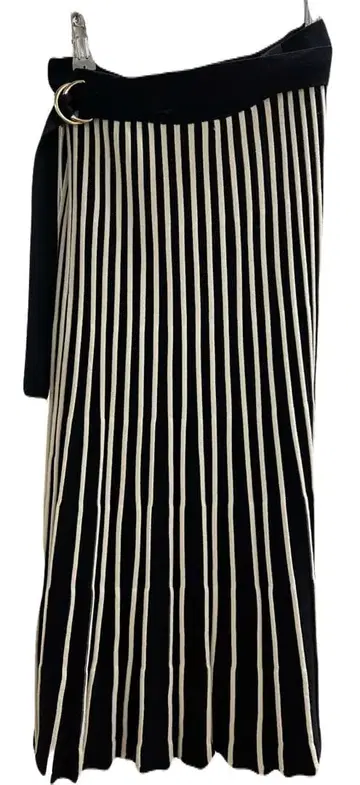 스트라이프 패턴 타이트 스커트 블랙/화이트 anysis