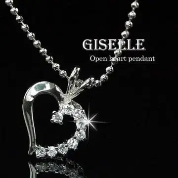 오픈 하트 클리어 CZ 다이아 펜던트 목걸이