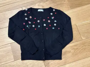 NETTO di MAMMINA 꽃무늬 자수 블랙 긴팔 가디건