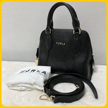 미사용급 FURLA 미니 비토리아 2way 숄더 백 블랙 가죽
