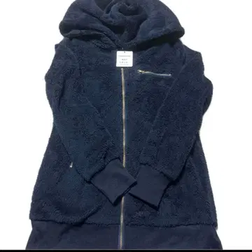 네이비 플리스 자켓 후드 부착