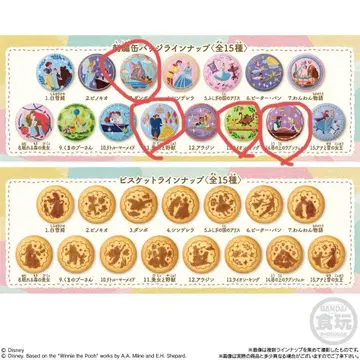 Disney Characters 자수 캔뱃지 비스킷 5개 세트