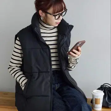 디스코트 web 한정판 스탠드 카라 페이크 다운 베스트