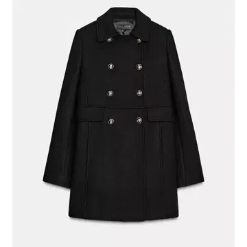 택 포함 미사용 새상품 ZARA 울 혼방 숏 기장 더블 브레스트 코트 L