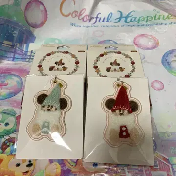 디즈니 리조트 2025 크리스마스 리루린린 키체인 빨간색 스카이블루