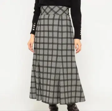 MISCH MASCH [ M ] 체크 무늬 머메이드 스커트 레이온 혼방