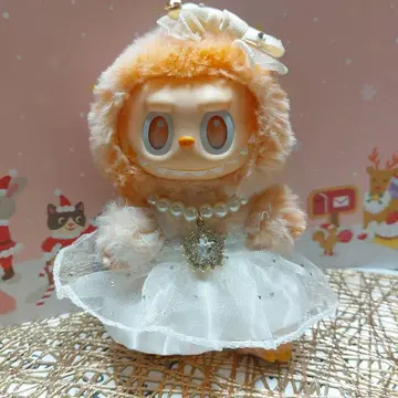 오렌지 컬러 봉제 인형 옷 갈아입기 드레스