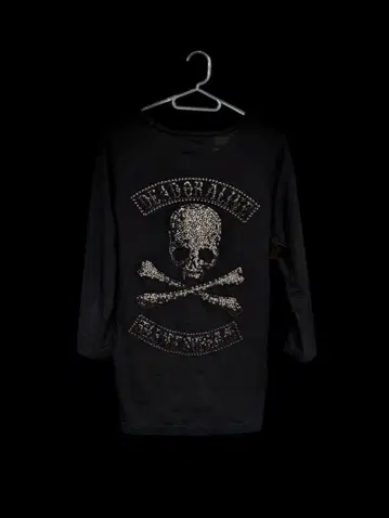 Raven 스컬 디자인 큐빅 7부 소매 티셔츠