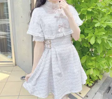 ROJITA 트리플 리본 트위드 케이프 원피스