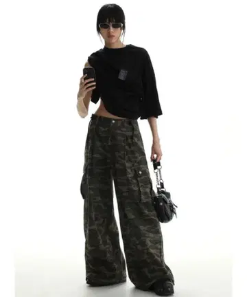 MASON PRINCE 와이드 실루엣 카모플라주 밀리터리 카고 팬츠