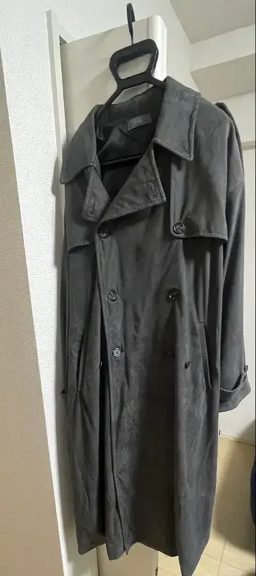 CLEL 클레일 더블 테크 페이드 트렌치코트 차콜 그레이 M