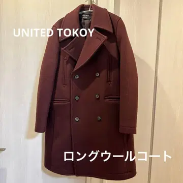 UNITED TOKOY 버건디 롱 울 코트