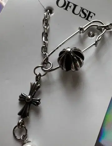 Y2K 실버 크로스 펄 목걸이