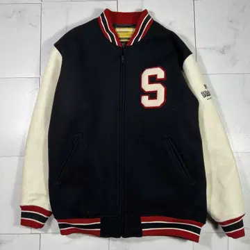 swagger 스와거 가죽 절개 바시티 자켓 사가 자수 XL