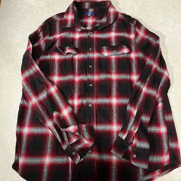 George 긴팔 플란넬 셔츠 XLT 빨검 체크 옴브레 쉐도우