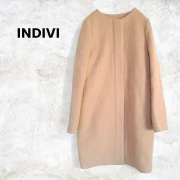 [ INDIVI ] 인디비 노카라 코트 베이지 알파카 혼방 일본제