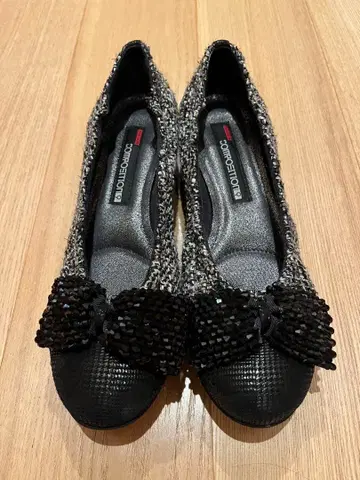 [ 새상품급 ] COMPOSITION9 비쥬 리본 블랙 트위드 22.5