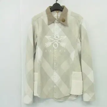 BURNOUT 크로스 애로우 체크 셔츠 화이트