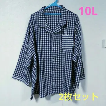 긴팔 셔츠 체크 무늬 10L 남녀 공용 2장 세트