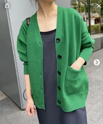 Spick and Span 더블 자카드 빅 가디건 그린