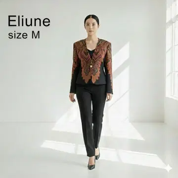 고품질 Eliune 노카라 자켓 페이즐리 무늬 울 100