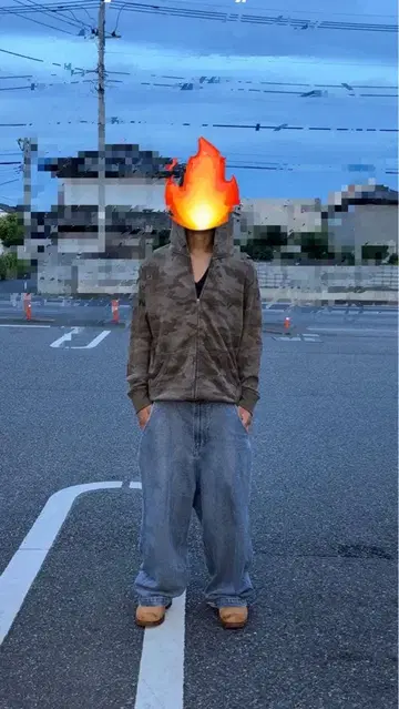 폴러풍 구제 의류 배기 데님 팬츠