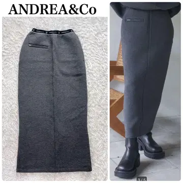 새상품급 ANDREA&Co. MA-1 로고 타이트 스커트 S 차콜 그레이