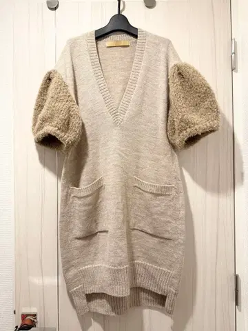 ieri design products 볼륨 슬리브 니트 원피스