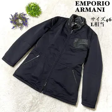 [ 새상품급 ] 엠포리오 아르마니 블랙 자켓 블루종 블랙 옷깃 가죽