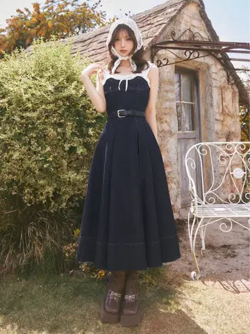 Darich 도킹 데님 미디 원피스